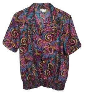 Vintage Lauren Lee Top 16 Burgundy Abstract